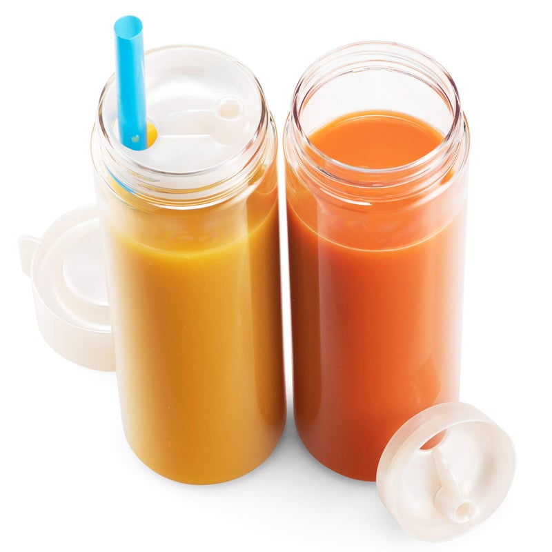 Komax Reusable Juice Bottles, Set of 4 Leak-Proof Juice Containers with Lids for Fridge, BPA-Free Plastic Smoothie Bottle Set, Dishwasher-Safe Wide Mouth Juicing Bottles (18.5 oz) - Image 2